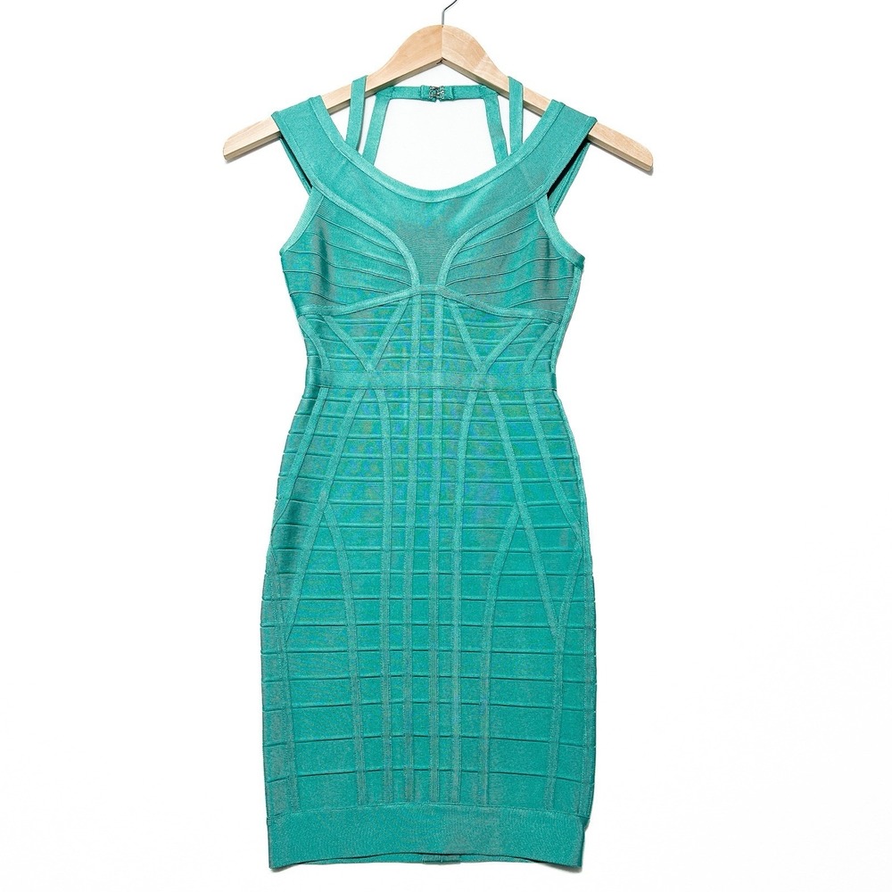 Herve Leger Dress‎ Womens XS Green Bandage Bodycon Mini Party Cocktail Sorority